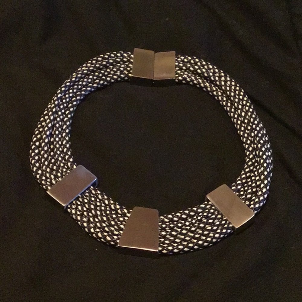Black & White, rope,silver metal, chocker necklace
